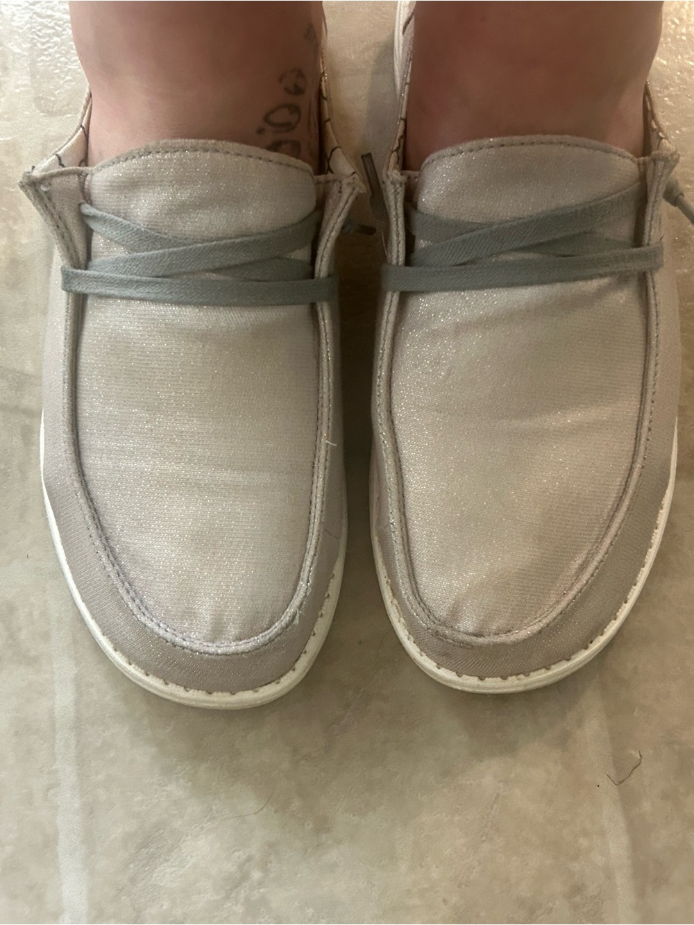 Casual Slip-On Canvas hey dudes in sparkly beige